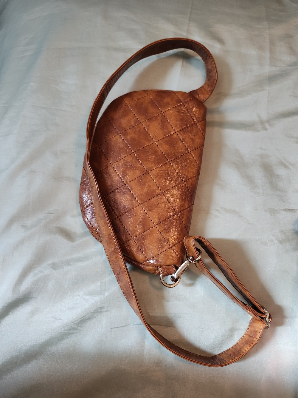 Quilted Brown Leather Crossbody Belt Bag - Picture 2 of 3
